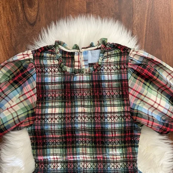 Hill House Vivi Mini Nap Dress in White Tartan Plaid Size M - Picture 5 of 7